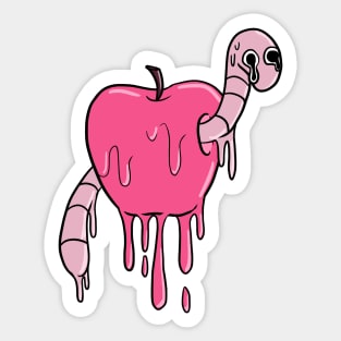 worm in apple melting Sticker